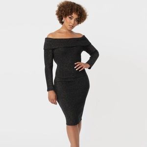 Unique Vintage Black & Rainbow Sparkle Vickie Wiggle Dress Size L (10/12)